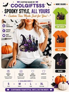Witch skull Eek Purple and Black new S M L XL new made to order